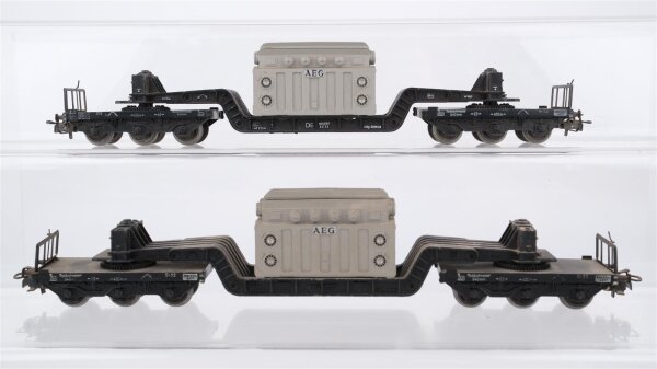 Märklin H0 Konvolut Tiefladewagen mit Trafo "AEG" DB (Abbrüche)