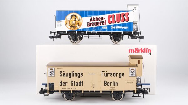 Märklin Spur 1 5421 Länberbahnwagen-Set "Aktien-Brauerei Cluss, Säuglings-Fürsorge Berlin" mit Bremserhaus Länderbahn