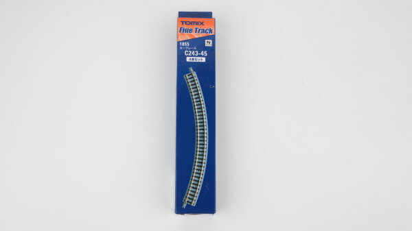 Tomix N 1855 Fine Track 4x gebogenes Gleis 243 mm 45°