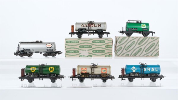 Trix H0 Konvolut Kesselwagen "Esso BP Aral Gasolin" teilweise mit Bremserhaus DB u.a.