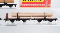 Trix H0 Konvolut Langholzwagen Rungenwagen mit Ladung und Bremserhaus