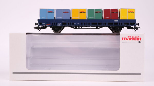 Märklin H0 48505 Niederbordwagen mit Rollplattenbehältern  Post 2-t13