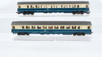Roco H0 Konvolut 2 Grossraumwagen (mit Personen) beige/oceanblau Grossraumwagen 2.Kl. mit/grau DB