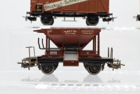 Märklin H0 Konvolut 2 Schotterwagen, gedeckter Güterwagen "Stückgut-Schnellverkehr", gedeckter Güterwagen mit Zugschluss (ungestetet) DB