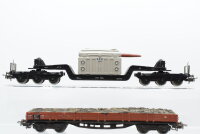 Märklin H0 Konvolut Schwerlastrungenwagen, Niederbordwagen, Niederbordwagen mit Plane, Schwerlastwagen mit Trafo "AEG" DB (unvollständig)
