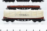Märklin H0 Konvolut Schwerlastrungenwagen, Niederbordwagen, Niederbordwagen mit Plane, Schwerlastwagen mit Trafo "AEG" DB (unvollständig)