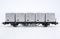 Piko H0 54425 Behältertragwagen BT 91-10-03 mit 5 Behältern DR