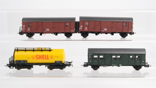 Unbekannt H0 Konvolut Kesselwagen "Shell" Behelfspersonenwagen, gedeckte Güterwagen (Set) DB