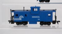 Roco/Life Like H0 Konvolut Caboose "Conrail" 2 gedeckte Güterwagen "CNJ 29762" Rungenwagen "UP 52437, CR 269976", Flachwagen (Abbruch)