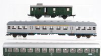 Fleischmann H0 Konvolut Personenwagen "Silberling" 1./2.Kl., Personenwagen 2.Kl. grün, Packwagen DB