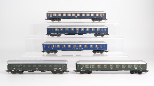 Lima H0 Konvolut Abteilwagen "Touropa", 3 Abteilwagen 1.Kl. blau, grün, Abteilwagen 2.Kl. DB