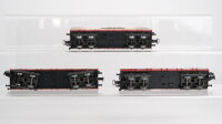 Märklin H0 Konvolut Niederbordwagen, Niederbordwagen mit Plane "Märklin", Niederbordwagen mit 2 Baumaschienen DB