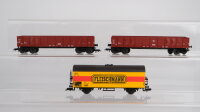 Fleischmann H0 Konvolut 2 Hochbordwagen, 1 gedeckter...