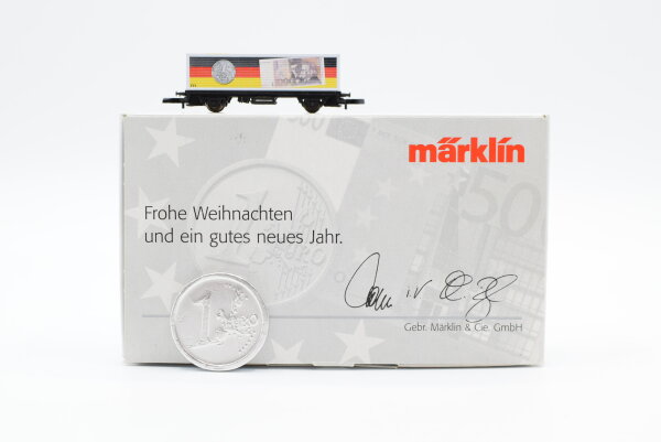 Märklin Z 80411 Güterwagen Behälter-Tragwagen (Umrechnungskurs DM-EUR - Frohe Weihnachten und ein gutes neues Jahr)