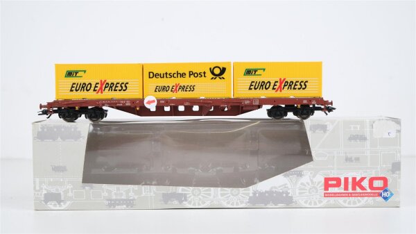 Piko H0 95520 Rungenwagen mit Containern "Deutsche Post Euro Express" FS