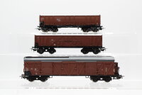 Piko H0 Konvolut 2 Hochbordwagen,gedeckter Güterwagen mit Bremserhaus DR