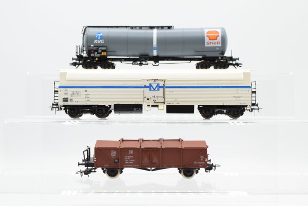 Piko/Schicht H0 Konvolut Kesselwagen "KVG Shell", Klappdeckelwagen, Kühlwagen DB/DR