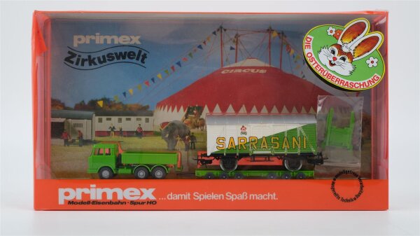 Märklin H0 4584 Gedeckter Güterwagen "Zirkuswelt" SARRASANI  Gmh 39  GM 39 mitt LKW C50 der DB