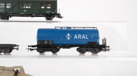 Unbekannt H0 Konvolut Kesselwagen "Aral", Schwerlastflachwagen, Behelfspersonenwagen, Torpedopfannenwagen DB/SNCF