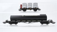 Märklin H0 Konvolut Schwerlastrungenwagen "Mannesmann Röhrenwerk", Behältertragewagen mit Bremserhaus "Von Haus zu Haus" DB