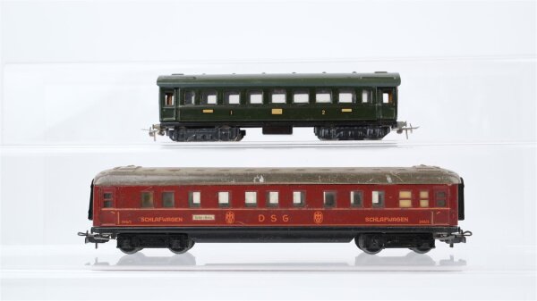 Märklin H0 Konvolut Personenwagen 1./2.Kl. grün, Schlafwagen "346/3" DSG Blech
