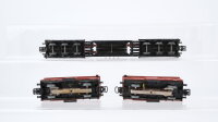 Märklin H0 Konvolut 2 gedeckte Güterwagen mit Zugschluß beleuchtet, Schwerlastwagen mit Trafo "AEG" DB unvollständig, ungetestet)