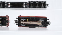 Märklin H0 Konvolut 2 gedeckte Güterwagen mit Zugschluß beleuchtet, Schwerlastwagen mit Trafo "AEG" DB unvollständig, ungetestet)