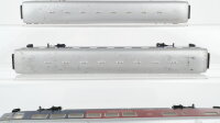 Märklin H0 Konvolut 3 Personenwagen 1.Kl. blau, 1 Personewagen mit Speiseraum 1.Kl. blau/rot beleuchtet DB (ungetestet)
