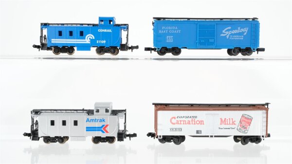 Arnold u.a. N Konvolut US Box Car "Speedway Carnation Milk" Caboose Amtrak u.a.