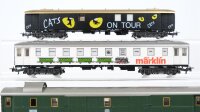 Märklin H0 Konvolut 2 Packwagen, Austellungswagen "CATS on Tour", Ausstellungswagen "märklin" DB/u.a.