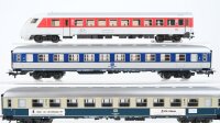 Märklin H0 Konvolut Steuerwagen 2.Kl. mit Fahrradabteil rot/grau, Abteilwagen 2.Kl blau/grau, Abteilwagen 2.Kl. "Köln Messe" beige/oceanblau DB (ungeprüft)