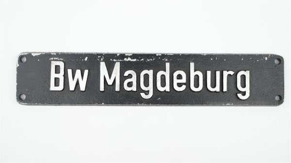 Metall Lokschild Bw-Schild Bw Magdeburg 30x6 cm