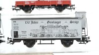 Märklin H0 Konvolut Kranwagen "Krupp-Ardelt" & Kranschutzwagen, Niederbordwagen mit Plane "Märklin" 2 gedeckte Güterwagen mit Bremserhaus DB/u.a.