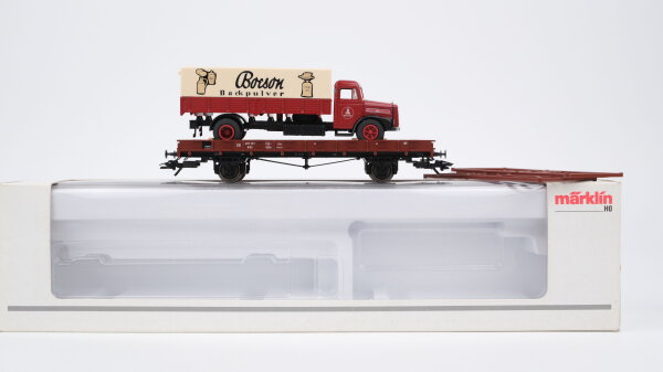 Märklin H0 46361 Rungenwagen mit Lkw  R 02 der DB