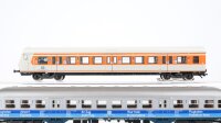 Märklin H0 Konvolut Personenwagen "Airport Express" 2.Kl., Steuerwagen 2.Kl. beleuchtet, Abteilwagen 1.Kl., Gesellschaftswagen 2.Kl. DB/ÖBB/SNCF (ungetestet)