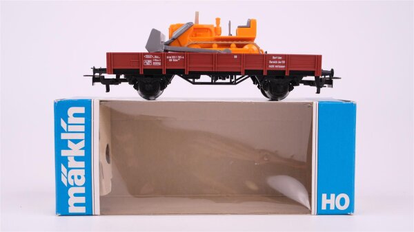 Märklin H0 4424 Niederbordwagen (mit Planierraupe)  Kklm 505  X05 der DB
