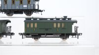 Fleischmann H0 Konvolut Personenwagen 2.Kl., Personenwagen "2456" grau, Packwagen, K.P.E.V./u.a.