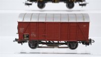 Märklin H0 Konvolut gedeckter Güterwagen mit beleuchtetem Zugschluss, Behältertragewagen "Bayer" Kesselwagen "Esso" DB (ungetestet)