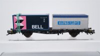 Märklin H0 Konvolut Containertragewagen "BELL, Hapag/Lloyd",Postwagen, gedeckter Güterwagen "DENNER" DB/SJ/SBB-CFF