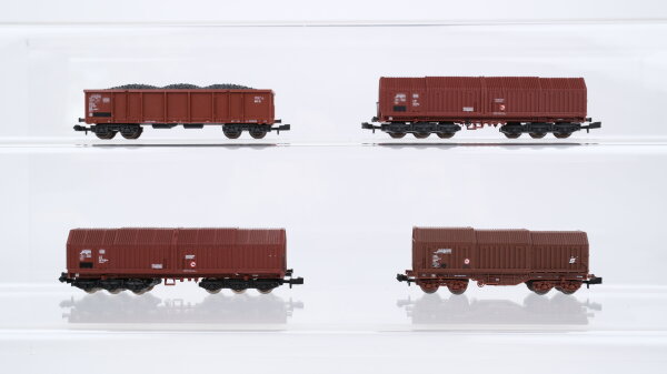 Roco N Konvolut Teleskophaubenwagen Hochbordwagen mit Kohle DB