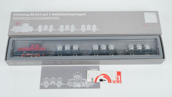 Märklin H0 2874 Güterzug BR E63 mit Behälterwagen DB Wechselstrom (vermutlich verharzt)