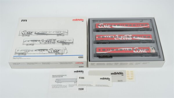 Märklin H0 4393 Wagen-Set S-Bahn "Coca Cola" der DB Wechselstrom (Abbruch Puffer)