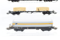 Märklin H0 Konvolut Kesselwagen "VTG" Autotransportwagen teilbeladen Rungenwagen mit Holz DB (Kupplung fehlt)