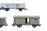 Märklin H0 Konvolut Klappdachwagen "Albrecht Braun Lonsee" gedeckter Güterwagen Güterzugbegleitwagen DB u.a. (teilweise patiniert)