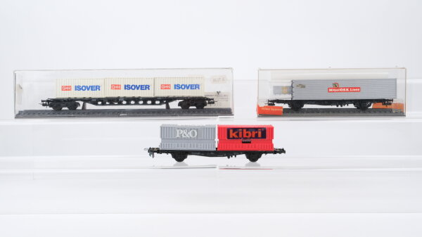 Röwa H0 Konvolut Containertragwagen "G+H Isover Mitsui O.S.K. Lines Kibri P&O" DB