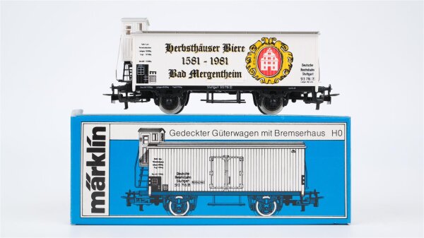 Märklin H0 4680 Kühlwagen mit Bremserhaus "Herbsthäuser Biere" Deutsche Reichsbahn (DDR)