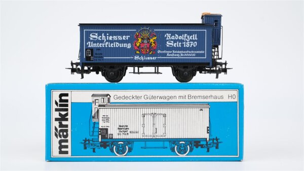 Märklin H0 4680 Kühlwagen mit Bremserhaus " Schiesser Unterkleidung" Deutsche Reichsbahn (DDR)