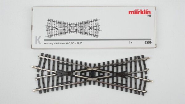Märklin H0 2259 K-Gleis Kreuzung 168,9mm (6-5/8") 22,5° OVP