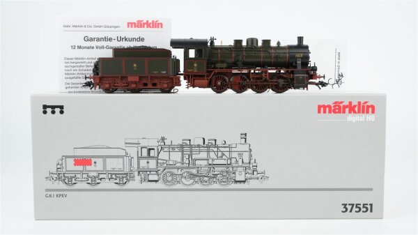 Märklin H0 37551 Schlepptenderlokomotive Reihe G 8.1 KPEV Wechselstrom Digital Sound mfx