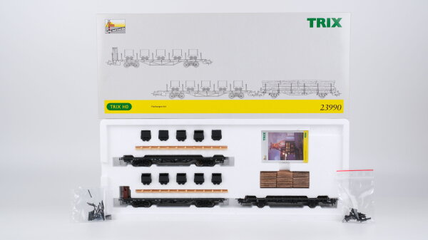 Trix H0 23990 Güterwagen Set Flachwagen Kohle und Energie DB